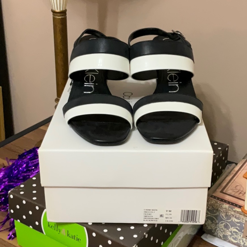 Calvin Klein Black and White Minimalist Sandals